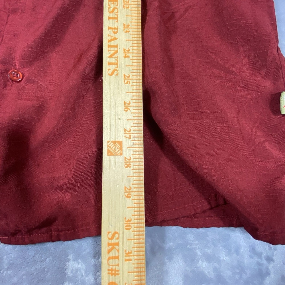 CABANA Mens XL Shirt Red Sueded Hawaiian Tropical Embossed Short Slv Button - Picture 7 of 8
